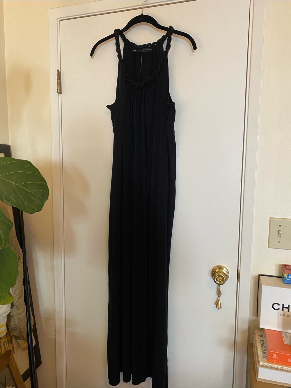 Zara Black Braided-Strap Maxi Dress